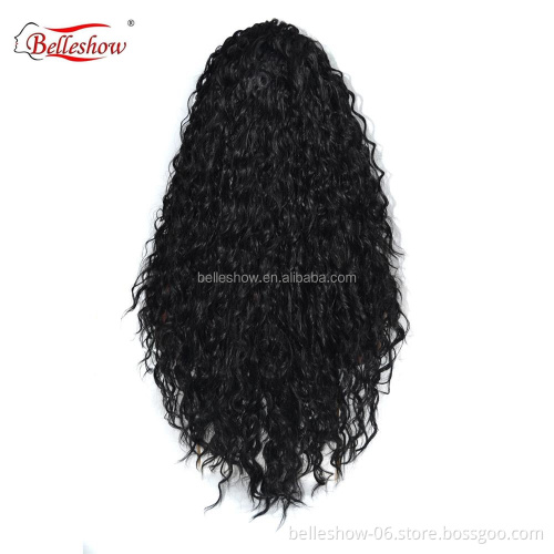 Hot sell wholesale black small curly long curly hair lady wig  cheap lace front wig black long curly hair wigs